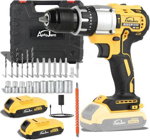 1/2" Cordless Drill Driver 2 Speed Modes 25+3 Clutch 798 in-lbs Power Drill with 24 pcs Accessories 2 x 1.5Ah Li-ion Battery Fast Charger and Carry Case for Home Improvement, DIY Project in Kuwait