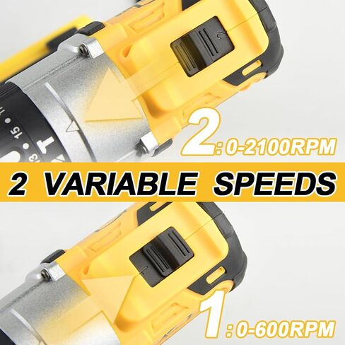 1/2" Cordless Drill Driver 2 Speed Modes 25+3 Clutch 798 in-lbs Power Drill with 24 pcs Accessories 2 x 1.5Ah Li-ion Battery Fast Charger and Carry Case for Home Improvement, DIY Project in Kuwait