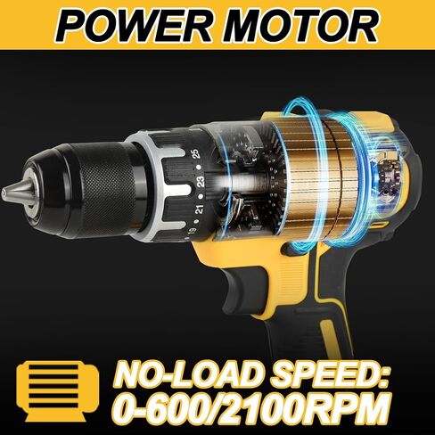 1/2" Cordless Drill Driver 2 Speed Modes 25+3 Clutch 798 in-lbs Power Drill with 24 pcs Accessories 2 x 1.5Ah Li-ion Battery Fast Charger and Carry Case for Home Improvement, DIY Project in Kuwait
