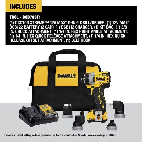 DEWALT XTREME(TM) 12V MAX* Brushless Cordless 5-in-1 Drill/Driver Kit (DCD703F1) in Kuwait