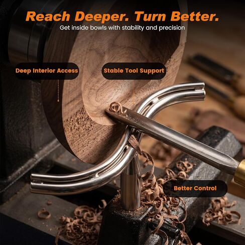 Wood Lathe Tool Rest Set for Bowl Turning, 4PCS Curved & S Shape Tool Rest with 1" Stem, Hardened Steel Top, Lathe Tool Support for Woodturning Hollowing, Finishing & Deep Interior Work in Kuwait