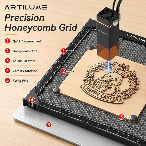 Artilume Honeycomb Laser Bed 300 x 400mm for Laser Engraver and Cutting Machine, Aluminum Work Platform with Metal Backing Plate, Non-Slip Heat-Resistant Grid for T1 U1 Desktop Machines in Kuwait