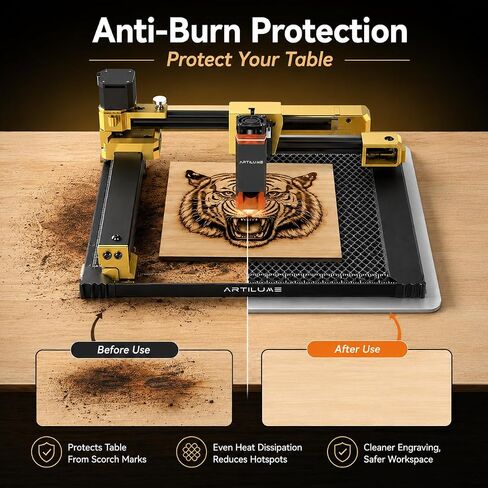 Artilume Honeycomb Laser Bed 300 x 400mm for Laser Engraver and Cutting Machine, Aluminum Work Platform with Metal Backing Plate, Non-Slip Heat-Resistant Grid for T1 U1 Desktop Machines in Kuwait