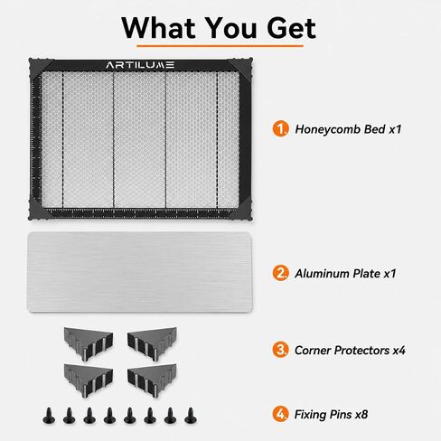 Artilume Honeycomb Laser Bed 300 x 400mm for Laser Engraver and Cutting Machine, Aluminum Work Platform with Metal Backing Plate, Non-Slip Heat-Resistant Grid for T1 U1 Desktop Machines in Kuwait