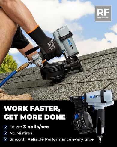 toolant Roofing Nailer, Pneumatic Roofing Nail Gun for 3/4" to 1-3/4" Nails & 3 Packs of ComfyCut ANSI A4 Cut Resistant Gloves, Large, Light Comfort in Kuwait