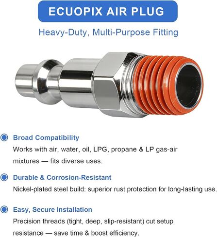 25 Pack Upgraded 1/4" Male NPT Air Hose Quick Connect Fittings, 300PSI Industrial Quick Disconnect Plugs with Pre-Coated Thread Sealant in Kuwait