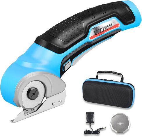 Cardboard Cutter, Cordless Electric Scissors with 2 Blades, Rapid Charger & Case, 4V 2500mAh Rechargeable Electric Box Cutter for Boxes, Fabric, Carpet, Leather in Kuwait