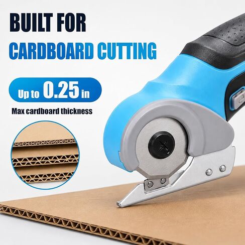 Cardboard Cutter, Cordless Electric Scissors with 2 Blades, Rapid Charger & Case, 4V 2500mAh Rechargeable Electric Box Cutter for Boxes, Fabric, Carpet, Leather in Kuwait