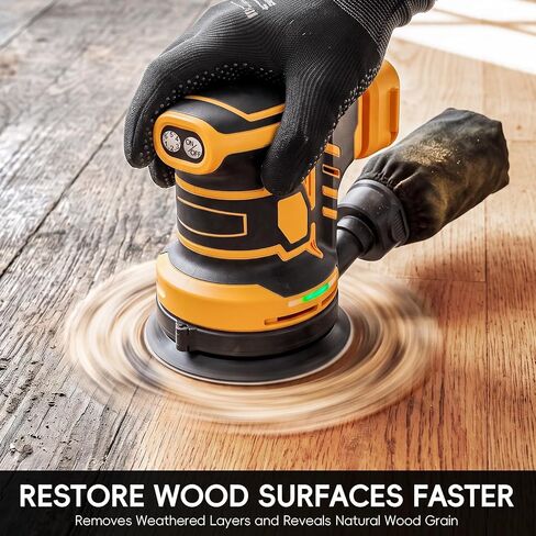 Cordless 5-Inch Random Orbital Sander Compatible with DeWalt 20V Battery | (Tool Only, No Battery) Included, Brushless Sander with 6 Speeds, Dust Collection & 20 Sanding Discs in Kuwait