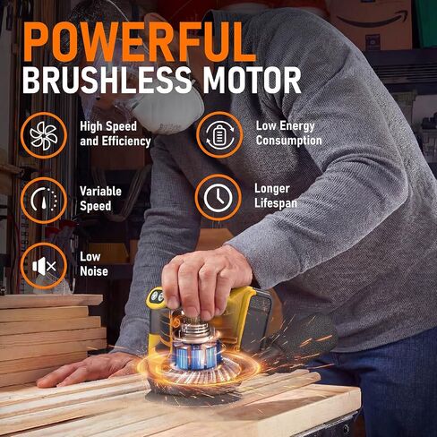Cordless Random Orbital Sander Compatible with DeWalt 20V MAX Battery (No Battery) 5-Inch Brushless Electric Sander with 3-Speed & Dust Collector, for Woodworking, Metal& DIY Sanding in Kuwait