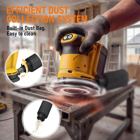 Cordless Random Orbital Sander Compatible with DeWalt 20V MAX Battery (No Battery) 5-Inch Brushless Electric Sander with 3-Speed & Dust Collector, for Woodworking, Metal& DIY Sanding in Kuwait