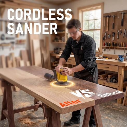 Cordless Random Orbital Sander Compatible with DeWalt 20V MAX Battery (No Battery) 5-Inch Brushless Electric Sander with 3-Speed & Dust Collector, for Woodworking, Metal& DIY Sanding in Kuwait