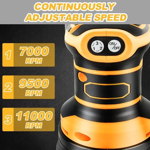 Random Orbit Sander Compatible with Dewalt 20V Battery 3 Adjustable Speed 5 inch electric Sander with Dust Bag 3 Sandpaper for Polishing, Sanding, Smoothing Surfaces (NO Battery) in Kuwait