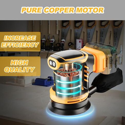 Random Orbit Sander Compatible with Dewalt 20V Battery 3 Adjustable Speed 5 inch electric Sander with Dust Bag 3 Sandpaper for Polishing, Sanding, Smoothing Surfaces (NO Battery) in Kuwait