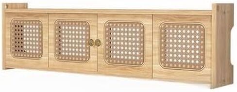 WiFi Router Storage Box, Wooden Wall Mount Router Box with Rattan Door Multicolor 40-80cm(Gris,80cm/31in) in Kuwait