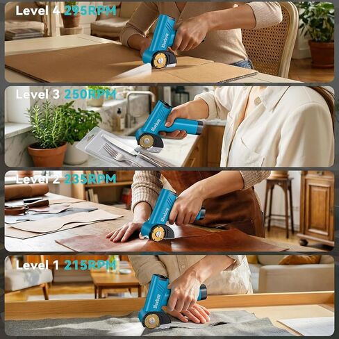 Cordless Electric Scissors, Rechargeable Cardboard Cutter with LED Light, 4-Speed Settings, Safety Lock, 2 Blades, USB-C Battery Powered Box Cutter for Carpet, Leather, Fabric, Packages in Kuwait