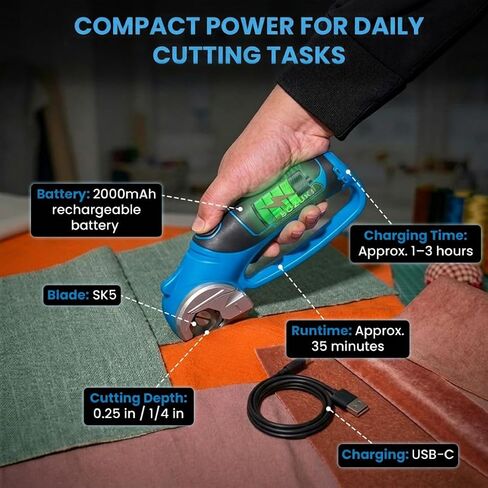 Cordless Electric Scissors | Rechargeable 4V Electric Box Cutter | Cardboard & Fabric Cutter Tool | Rotary Shears in Kuwait