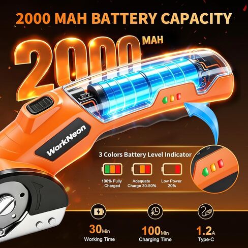 4V Cordless Electric Scissors, Rechargeable Cutter with 2 Blades | Cardboard Box Cutter with 2 Blades, USB Charging Cable, Rotary Cutter for Cardboard, Fabric, Leather, Plastic in Kuwait