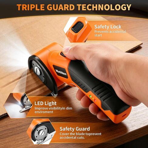 4V Cordless Electric Scissors, Rechargeable Cutter with 2 Blades | Cardboard Box Cutter with 2 Blades, USB Charging Cable, Rotary Cutter for Cardboard, Fabric, Leather, Plastic in Kuwait