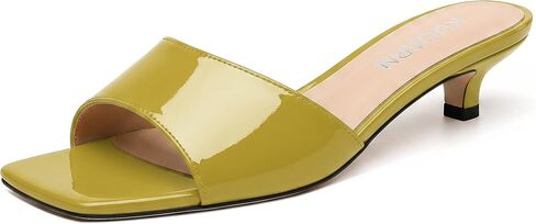 KUOARN Women's Kitten Heels Square Open Toe Slip On Sandals Mules 1.4 Inch Low Heels for Women Dressy Comfortable Backless Summer Heeled Sandals Party Shoes in Kuwait