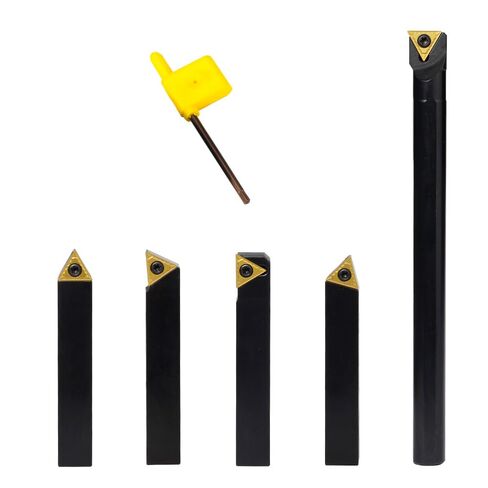 Indexable Lathe Turning Tool-5/8" Shank 5 Pieces Carbide Turning Tools and Boring Bar(4 Pcs Turning + 1 Pc Boring),Metal Lathe Cutting Tools with 5pcs TCMT32.51 Tin Coated Carbide Inserts in Kuwait
