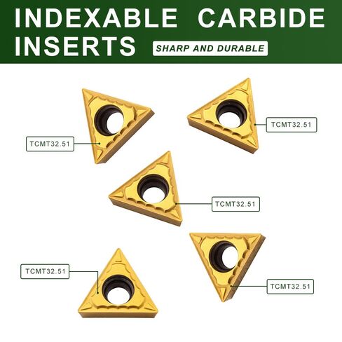 Indexable Lathe Turning Tool-5/8" Shank 5 Pieces Carbide Turning Tools and Boring Bar(4 Pcs Turning + 1 Pc Boring),Metal Lathe Cutting Tools with 5pcs TCMT32.51 Tin Coated Carbide Inserts in Kuwait