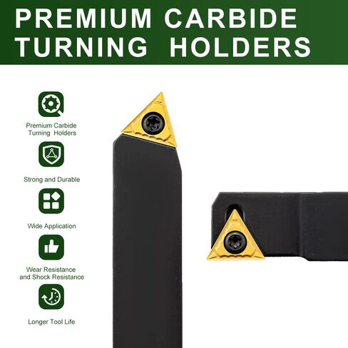 Indexable Lathe Turning Tool-5/8" Shank 5 Pieces Carbide Turning Tools and Boring Bar(4 Pcs Turning + 1 Pc Boring),Metal Lathe Cutting Tools with 5pcs TCMT32.51 Tin Coated Carbide Inserts in Kuwait