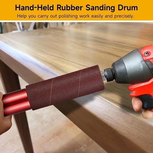 Generic 10 Sanding Sleeves Included, Portable Drum Spindle Sander Set, Hand-Held Rubber Sanding Drum, Power Drill Attachment Designed For Glass, Wood, Plastic, Stone, Metal in Kuwait