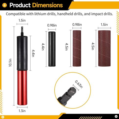 Generic 10 Sanding Sleeves Included, Portable Drum Spindle Sander Set, Hand-Held Rubber Sanding Drum, Power Drill Attachment Designed For Glass, Wood, Plastic, Stone, Metal in Kuwait