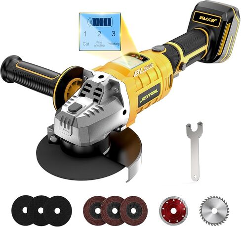 Cordless Angle Grinder 4-1/2 Inch, Adjustable Cordless Grinder Compatible with De-Walt 20V MAX Battery, Brushless Motor, 8 Dics for Cutting, Grinding and Polishing (No Battery) in Kuwait