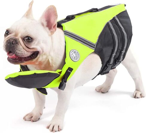 سترة نجاة Petglad French Bulldog، سترة نجاة مع مقبض إنقاذ لطفو الذقن لفصيل كورجي، سترة سباحة قابلة للتعديل عالية الوضوح لركوب القوارب (أحمر) in Saudi Arabia