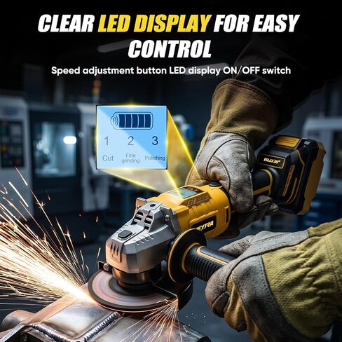 Cordless Angle Grinder 4-1/2 Inch, Adjustable Cordless Grinder Compatible with De-Walt 20V MAX Battery, Brushless Motor, 8 Dics for Cutting, Grinding and Polishing (No Battery) in Kuwait