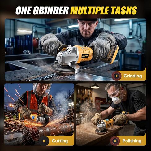 Cordless Angle Grinder 4-1/2 Inch, Adjustable Cordless Grinder Compatible with De-Walt 20V MAX Battery, Brushless Motor, 8 Dics for Cutting, Grinding and Polishing (No Battery) in Kuwait