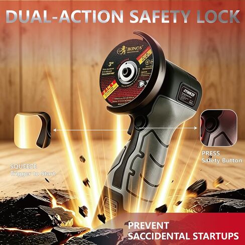 Cordless Angle Grinder, 19,500 RPM Mini Electric Angle Grinding Tool with 2 pcs 16.8V 2000mAh Batteries and 10 Cutting Discs, 3-Inch Handheld Grinder for Metal/Wood Cutting and Grinding in Kuwait