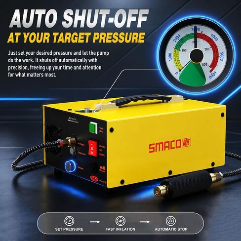 SMACO PCP Air Compressor 4500Psi/30Mpa/300Bar Portable High Pressure Air Compressor for Paintball Tank Scuba Diving PCP Air Rifles Pump with Auto-Stop Dual Power 12V DC & 110V/220V AC in Kuwait