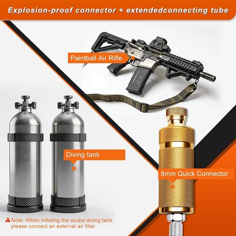 PCP Air Compressor 4500 PSI Portable for Paintball Airgun | Oil-water separator, built-in cooling fan, external power supply. Fits PCP air rifles, paintball tanks, scuba tanks in Kuwait