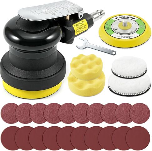 3 inch & 4 inch Air Sander Kit, Pneumatic Random Orbital Sander DA Sander with Sanding Pads, High Speed Palm Sander for Auto Body, Car Polishing, Woodworking, DIY Projects in Kuwait