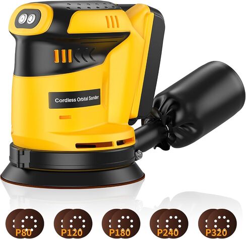 Cordless Orbital Sander for Dewalt 20V Battery(Battery Not Included), Brushless 3 Variable Speeds, 7500 to 11000 RPM, Sandpapers With Dust Collector for Woodworking Sanding, Metal & DIY in Kuwait