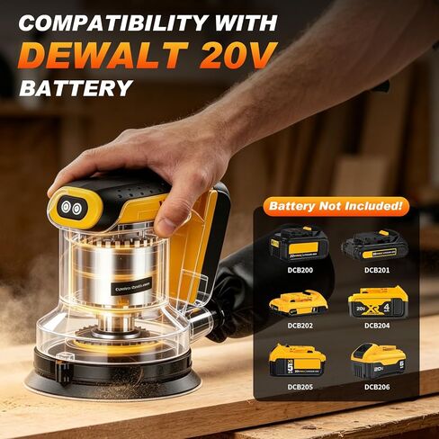 Cordless Orbital Sander for Dewalt 20V Battery(Battery Not Included), Brushless 3 Variable Speeds, 7500 to 11000 RPM, Sandpapers With Dust Collector for Woodworking Sanding, Metal & DIY in Kuwait