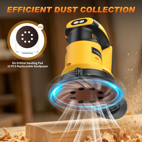 Cordless Orbital Sander for Dewalt 20V Battery(Battery Not Included), Brushless 3 Variable Speeds, 7500 to 11000 RPM, Sandpapers With Dust Collector for Woodworking Sanding, Metal & DIY in Kuwait