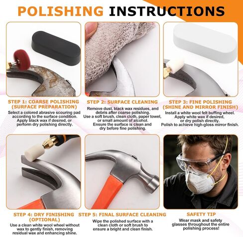 Uolor 145PCS Cordless Polishing Buffing Wheels Kit, Polishing Tool Kit with 100 Wool Buffing Wheels, 40 Abrasive Pads, 5 Variable Speeds 5000-20000RPM, USB-C Rechargeable Rotary Polisher in Kuwait