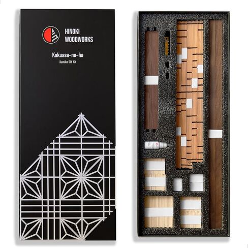 Hinoki Woodworks Kumiko DIY Kit Kakuasa-no-ha Pattern | 154 Wood Pieces, Ready to Assemble, Japanese Woodworking Craftsmanship, Wall Art Display, Father's Day in Kuwait
