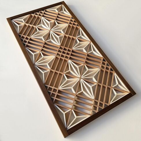 Hinoki Woodworks Kumiko DIY Kit Kakuasa-no-ha Pattern | 154 Wood Pieces, Ready to Assemble, Japanese Woodworking Craftsmanship, Wall Art Display, Father's Day in Kuwait