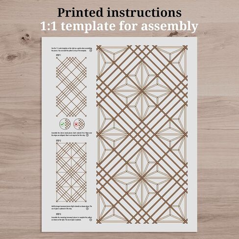 Hinoki Woodworks Kumiko DIY Kit Kakuasa-no-ha Pattern | 154 Wood Pieces, Ready to Assemble, Japanese Woodworking Craftsmanship, Wall Art Display, Father's Day in Kuwait