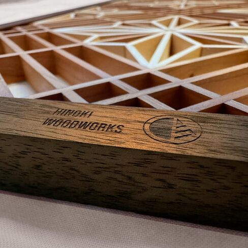 Hinoki Woodworks Kumiko DIY Kit Kakuasa-no-ha Pattern | 154 Wood Pieces, Ready to Assemble, Japanese Woodworking Craftsmanship, Wall Art Display, Father's Day in Kuwait