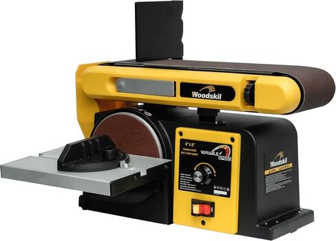 Woodskil 4.3A Belt Sander, 4 x 36 in. Belt & 6 in. Disc Sander, Double Dust Exhaust Port, Steel Base, 2Pcs Sandpapers Included in Kuwait