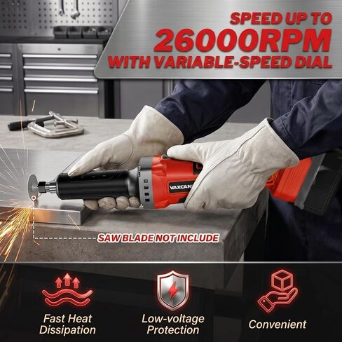 Cordless Die Grinder Compatible with Milwaukee 18V Battery, Brushless 1/4" Straight Grinder for Heavy Metal Fabrication & Welding Prep, 26000RPM Variable Speed, Tool Only, No Battery in Kuwait