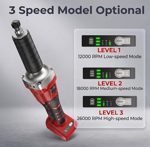 Cordless Die Grinder Compatible with Milwaukee 18V Battery, Brushless 1/4" Straight Grinder for Heavy Metal Fabrication & Welding Prep, 26000RPM Variable Speed, Tool Only, No Battery in Kuwait