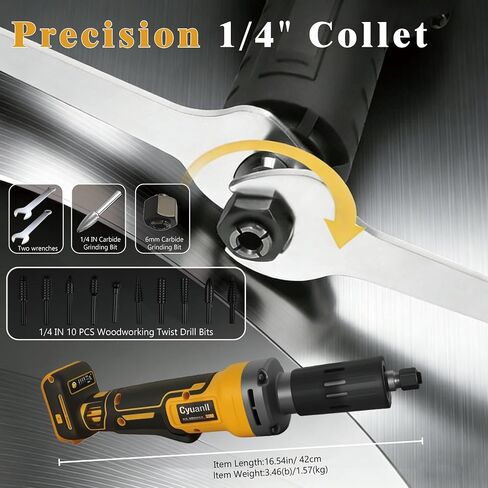 Upgraded Cordless Die Grinder Compatible with Dewalt 20V Battery, 1/4" Precision Chuck,Electric Die Grinder with 4 Speed 28000 RPM Power Brushless Motor for Grinding,Wood,Rust Removal(No Battery) in Kuwait
