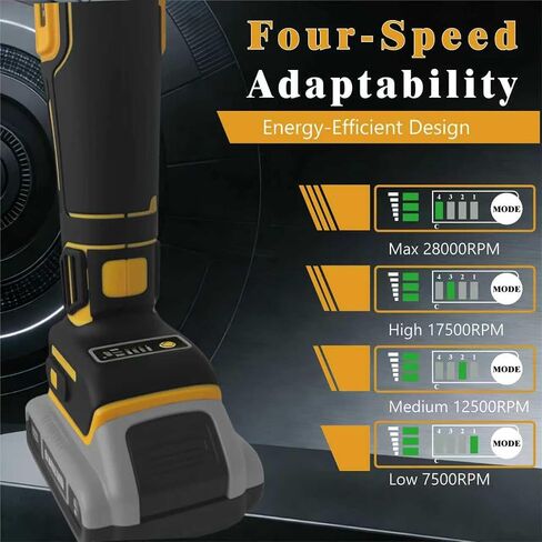 Upgraded Cordless Die Grinder Compatible with Dewalt 20V Battery, 1/4" Precision Chuck,Electric Die Grinder with 4 Speed 28000 RPM Power Brushless Motor for Grinding,Wood,Rust Removal(No Battery) in Kuwait
